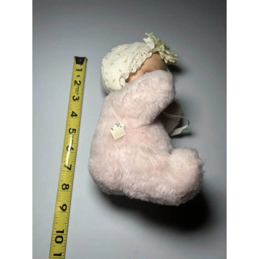 Vintage Eden Baby Doll Rubber Face Wind Up Musical Pink Plush Toy